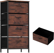 Cassettiera industriale con 4 cassetti in tessuto, in legno e metallo, 45 x 30 x 95 cm