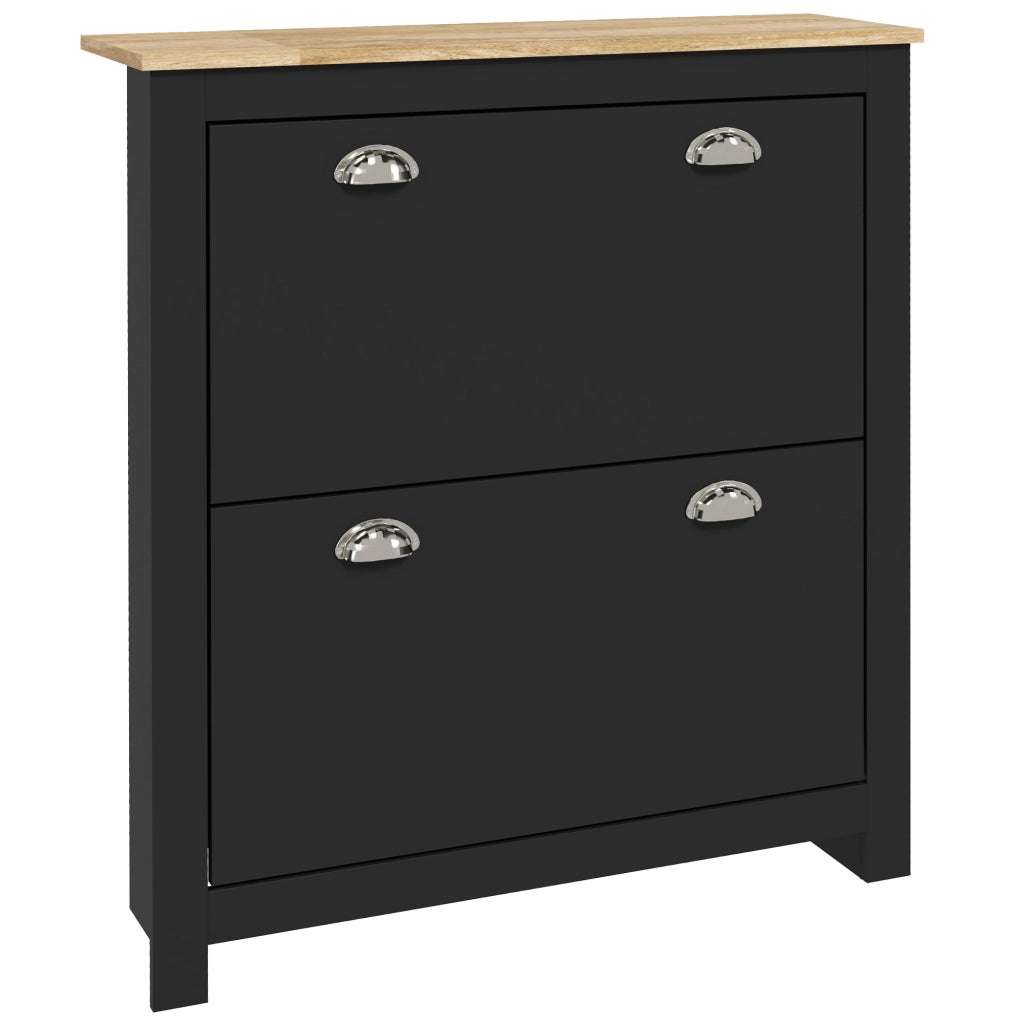 Armadio per Scarpe 2 Ante ¨C zephmum ¨C Nero Quercia 79x23x90.5 cm