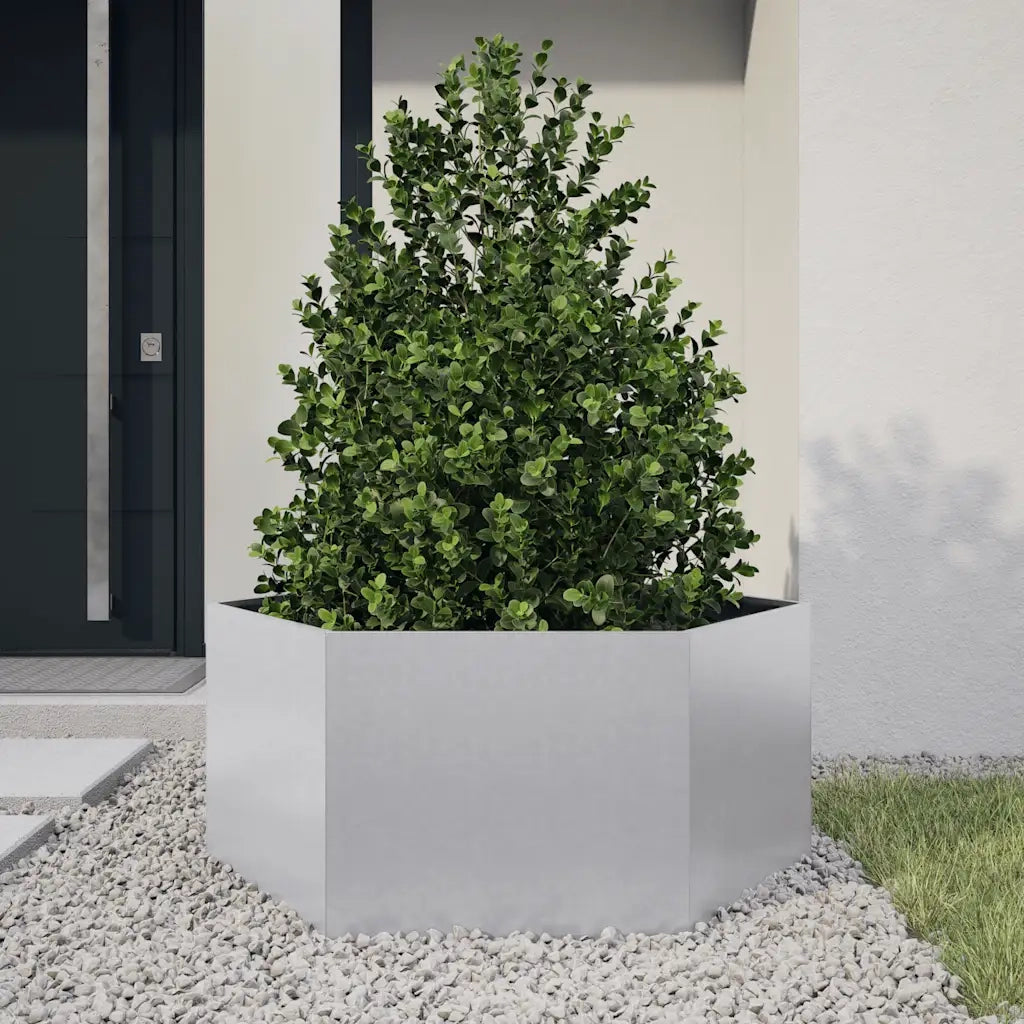 Fioriera da Giardino Esagono 104x90x45 cm in Acciaio Zincato 851134