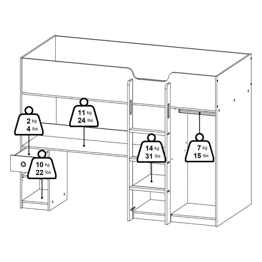 Laliso, Composizione Camera da Letto un Cassetto, 203x104x150h cm Bianco