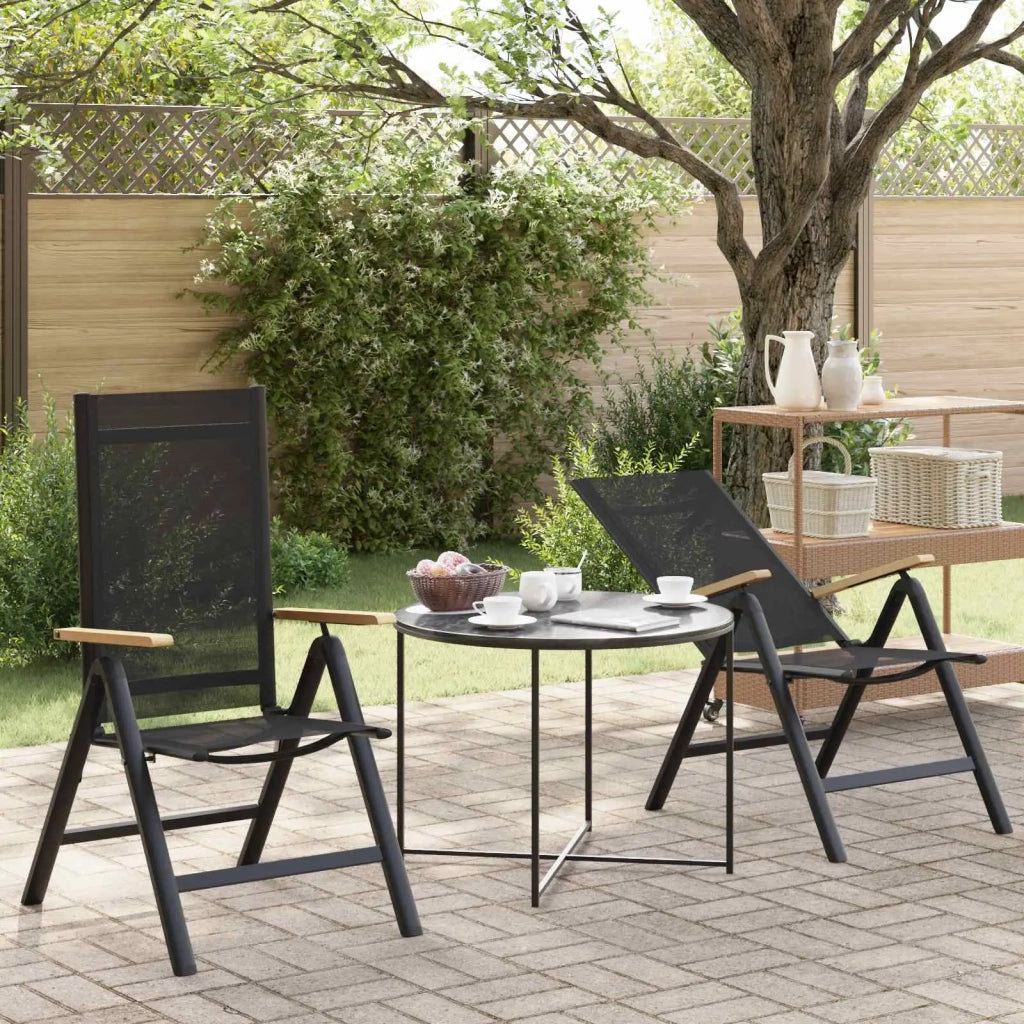 Sedie da giardino reclinabili 2 pcs Nero 58 x 73 x 111,5 cm 42030041