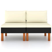 Divani Centrali 2 pz Polyrattan e Legno Massello di Eucalipto 315765