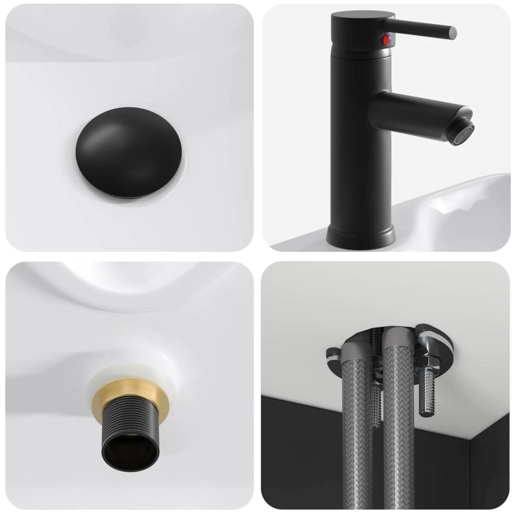 Mobile lavabo da parete Nero 49 x 41 x 63 cm 890583