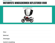 Parasole per motocicletta Robusto - Adatto per CB650R 2019-2023 - Costruito in altoforno di alluminio - Installazione semplice - Materiale resistente - Per parabrisas