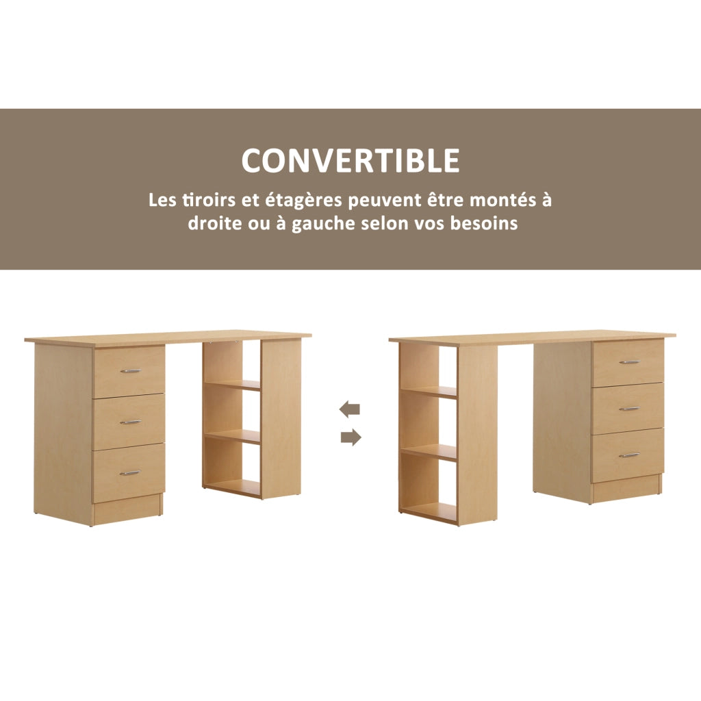 Scrivania con cassetti e ripiani ¨C Xylo ¨C legno chiaro 120x50 cm