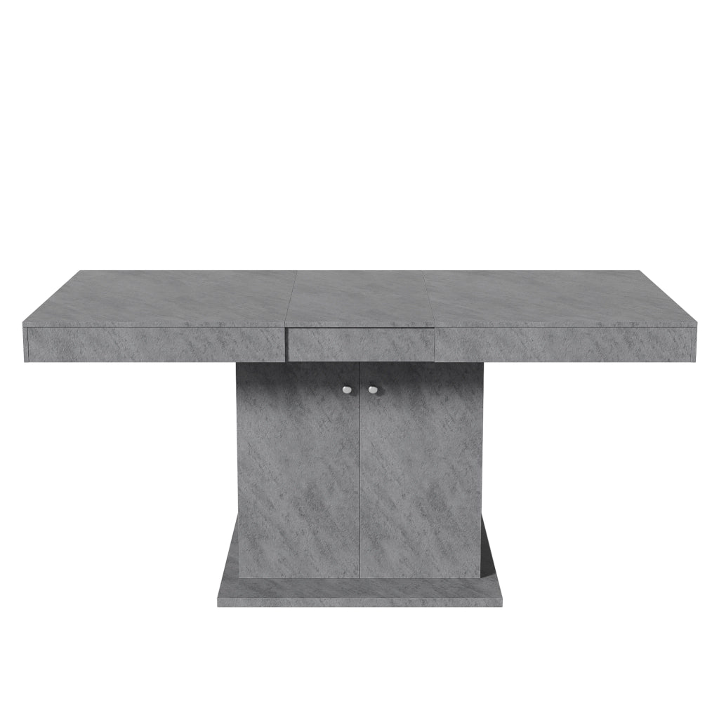 Tavolo da pranzo allungabile 140/180x80x76 cm con vano contenitore; grigio