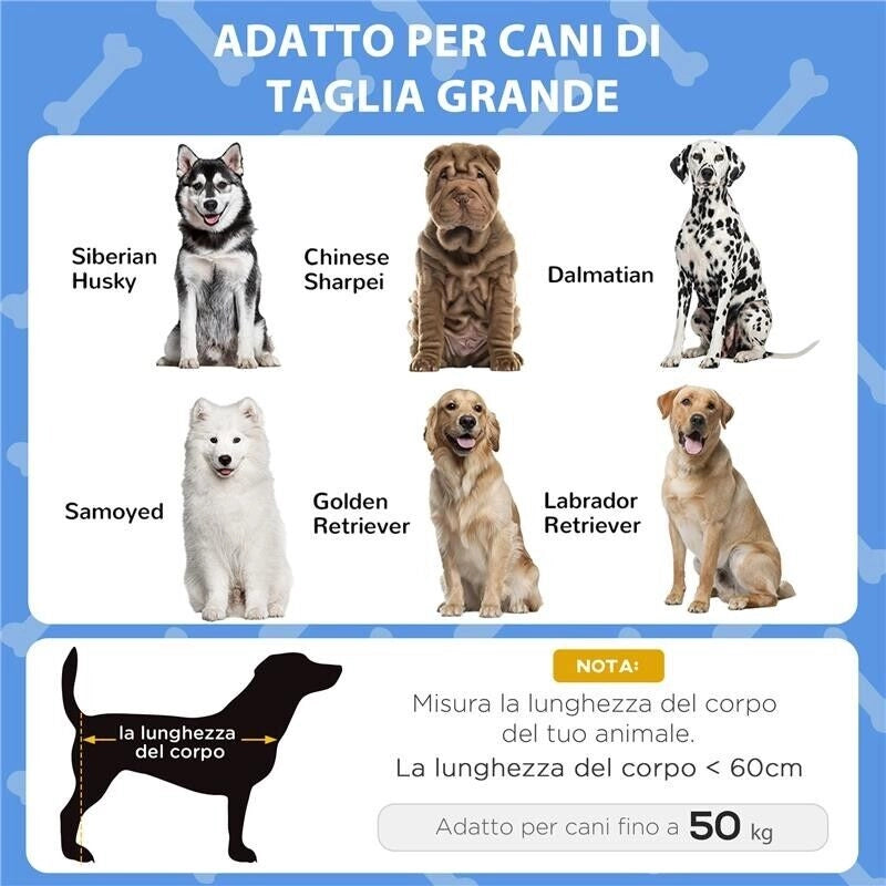 CUCCIA PER CANI TAGLIA GRANDE CON TETTUCCIO PROTETTIVO, IN ACCIAIO E POLIESTERE, 106X76X94 CM, BLU SCURO