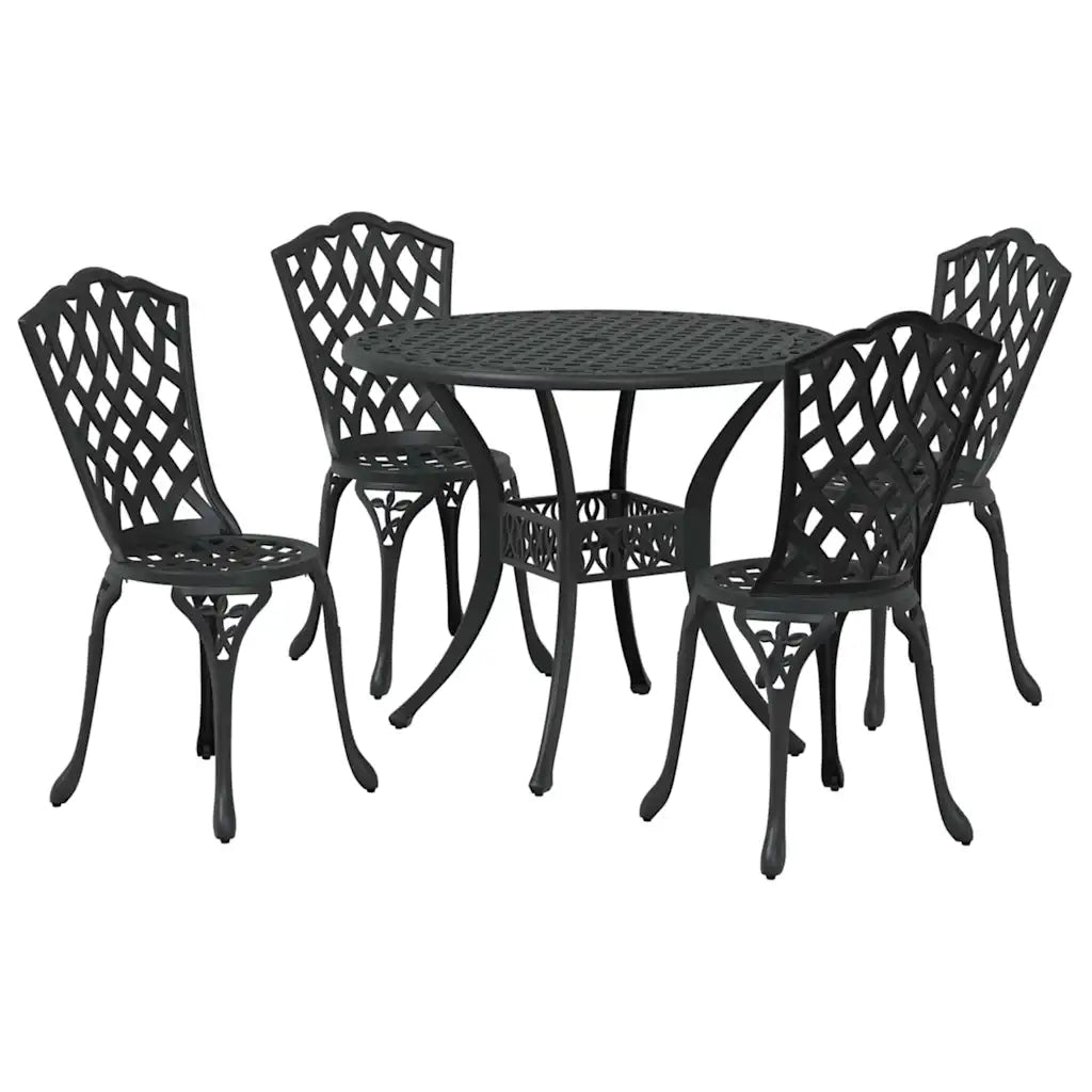 Set da Pranzo per Giardino 5 pcs Nero Alluminio 3334709