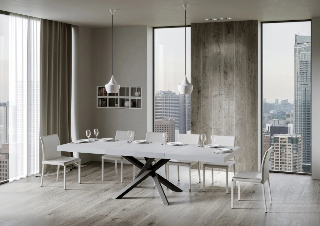 Tavolo allungabile 90x180/284 cm Volta Premium Bianco Frassino telaio Antracite