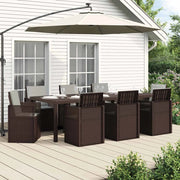 Set da Pranzo per Giardino 9 pcs Marrone e Grigio Chiaro PP 3430094