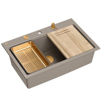 Lavello In Granito Marc 110 Workstation Beige Acciaio