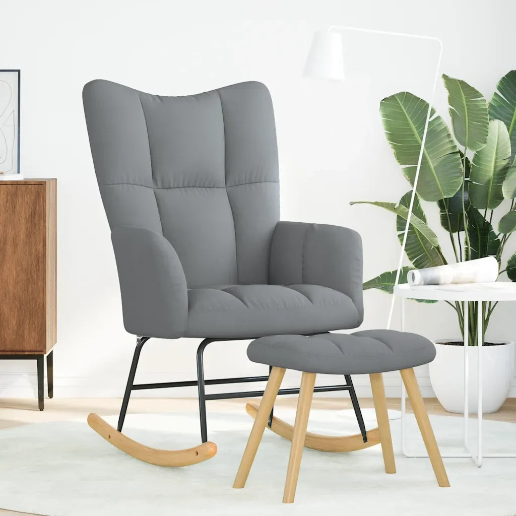 Poltrona a Dondolo con Poggiapiedi Grigio chiaro in Tessuto 4016800