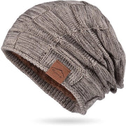 Muta per donna in pile grigia, cappello per uomo in lana a maglia aperta, imbottitura in pile soffice, cappello in maglia aperta, muta invernale unisex, cappello unisex per autunno inverno primavera, colore kaki