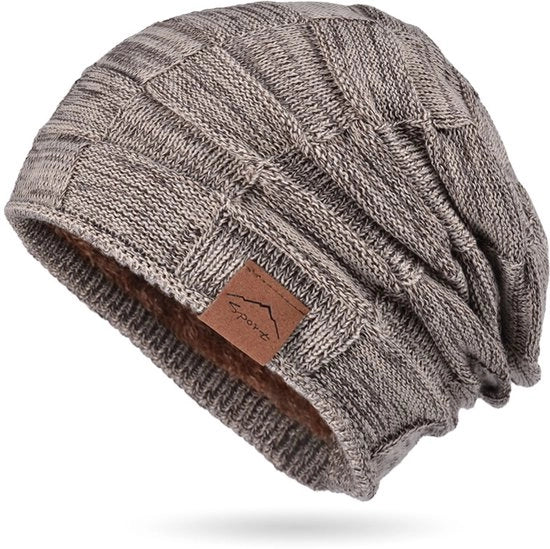 Muta per donna in pile grigia, cappello per uomo in lana a maglia aperta, imbottitura in pile soffice, cappello in maglia aperta, muta invernale unisex, cappello unisex per autunno inverno primavera, colore kaki