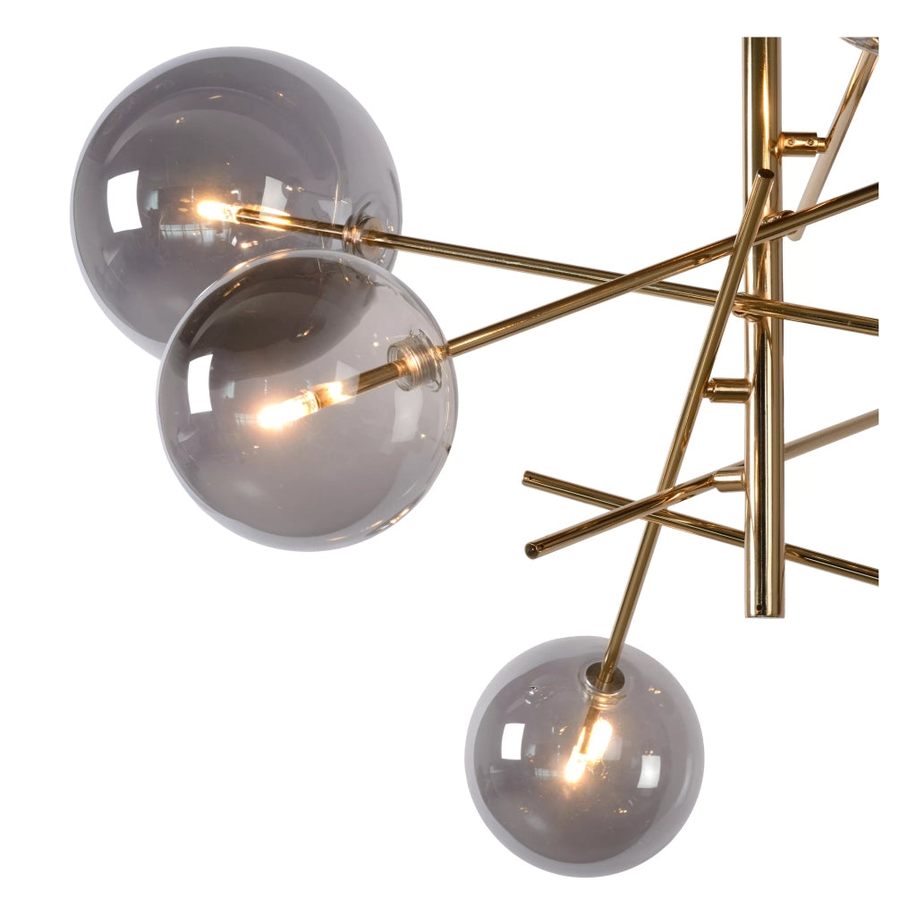 Lampadario Alara Lucide ottone vetro fumé Ø72cm 6xG4