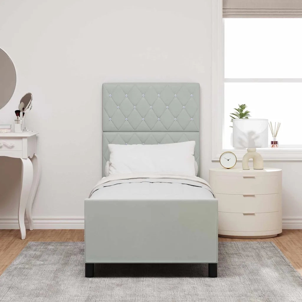 Letto a molle con testiera Grigio chiaro 80 x 200 cm Velluto