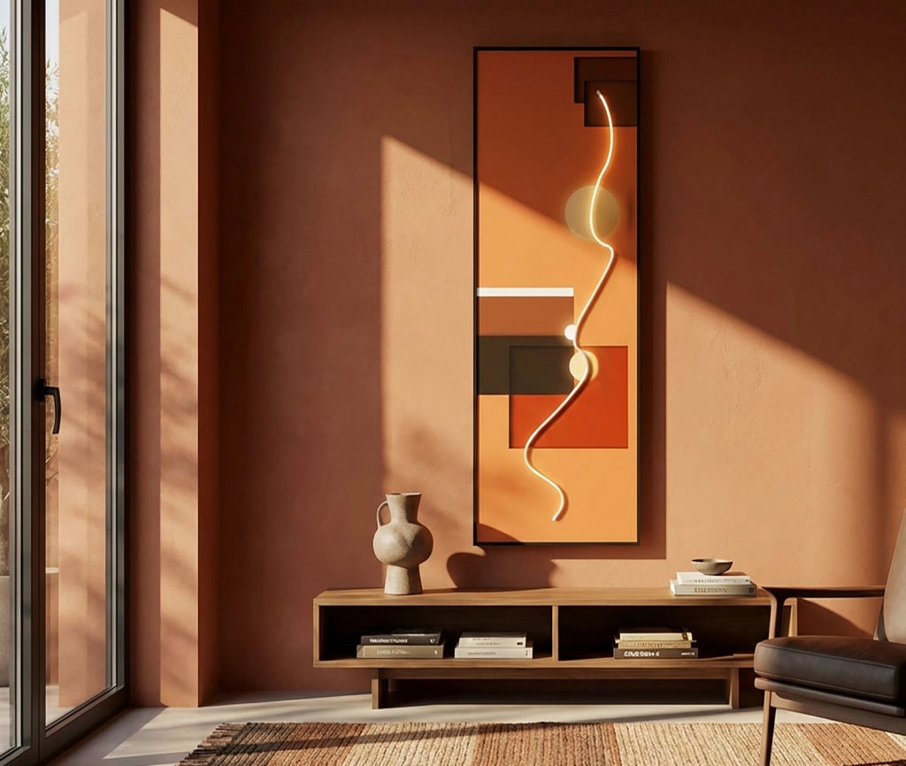 Stampa con LED su Tela Abstract 150x3,5x50 cm in Tela e Plastica e MDF Multicolor