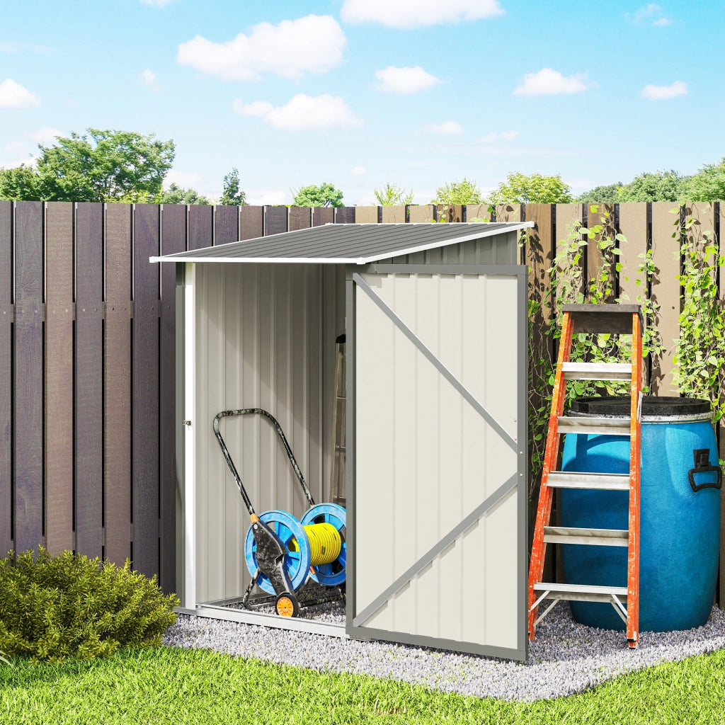 Casetta Box da Giardino Porta Attrezzi 100x104x160 cm con Porta a Battente in Acciaio Galvanizzato Grigio Chiaro