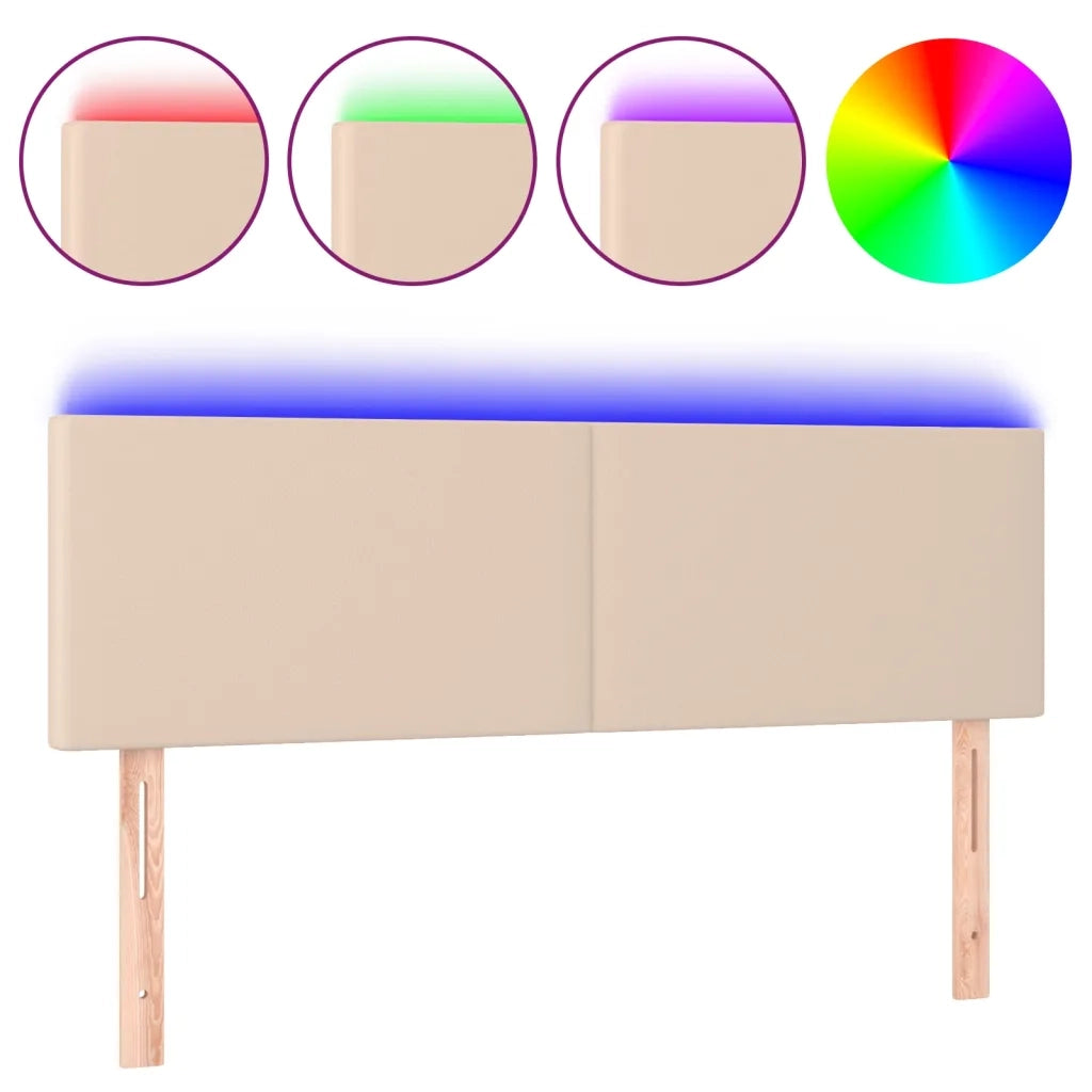 Testiera Cappuccino a LED 144x5x78/88 cm in Similpelle 3121427