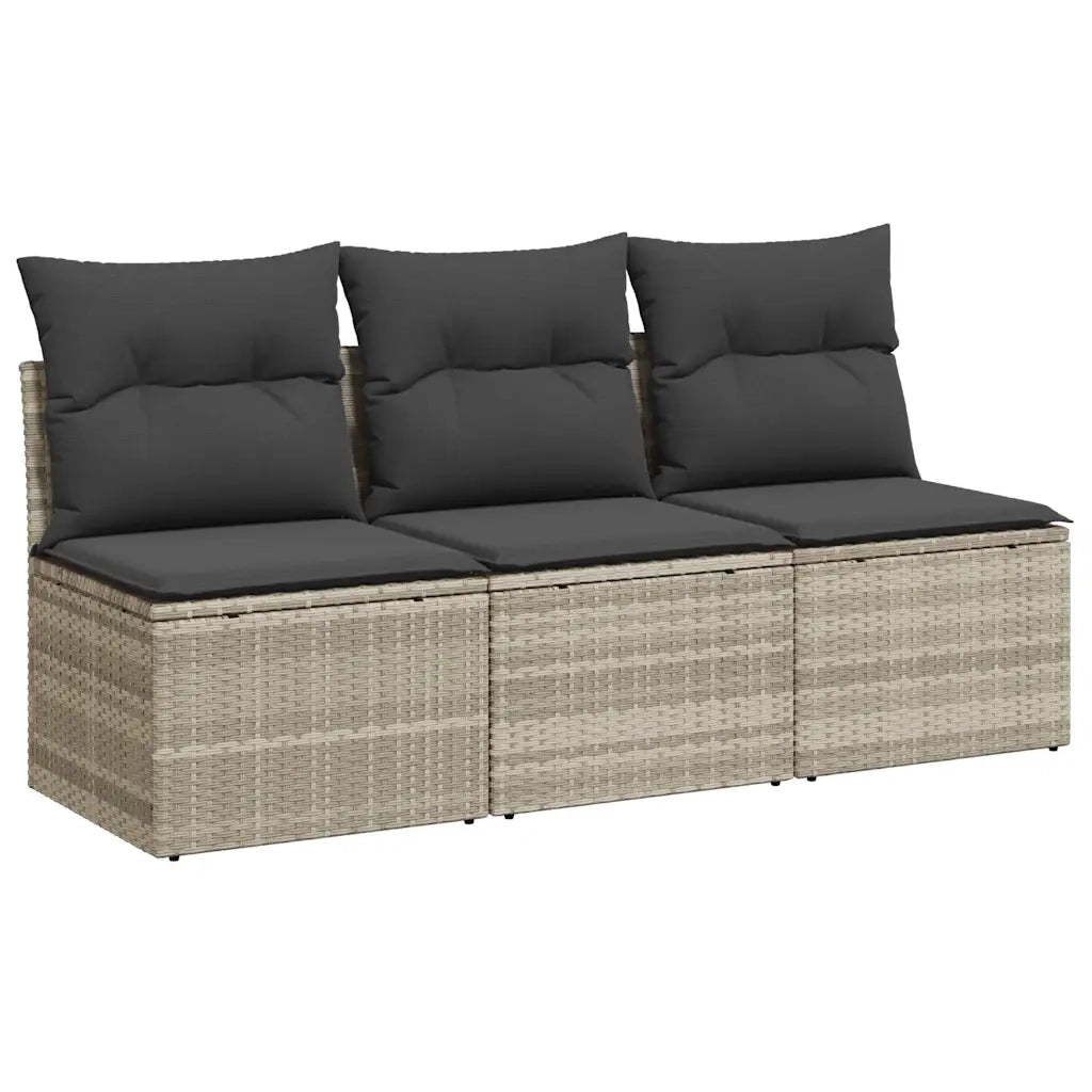 Divano da Giardino con Cuscini 3 Posti-Sofa da Giardino-Divano da esterno Grigio Chiaro Polyrattan 238190