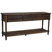 Mobile da ingresso in legno invecchiato con 3 cassetti e 1 ripiano 184,5x50x86,8