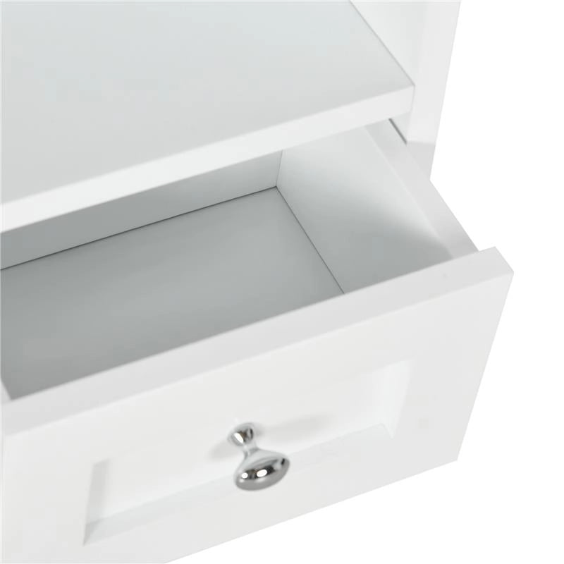 ARMADIETTO PENSILE BAGNO A 2 ANTE CON RIPIANO APERTO E 2 CASSETTI IN LEGNO BIANCO