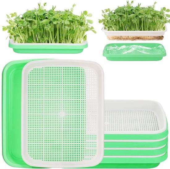 Kit di coltivazione in plastica riciclabile 5 pezzi - Microcoltivatore - Coltivatore a stiva - Dimensioni 32,5 x 23,5 x 5 cm - Processo di crescita rapido - Contenitore di coltivazione