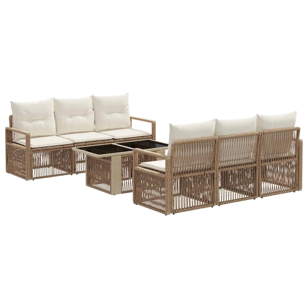 Set Divano da Giardino 7 pz Beige e Bianco Crema polyrattan 3437055