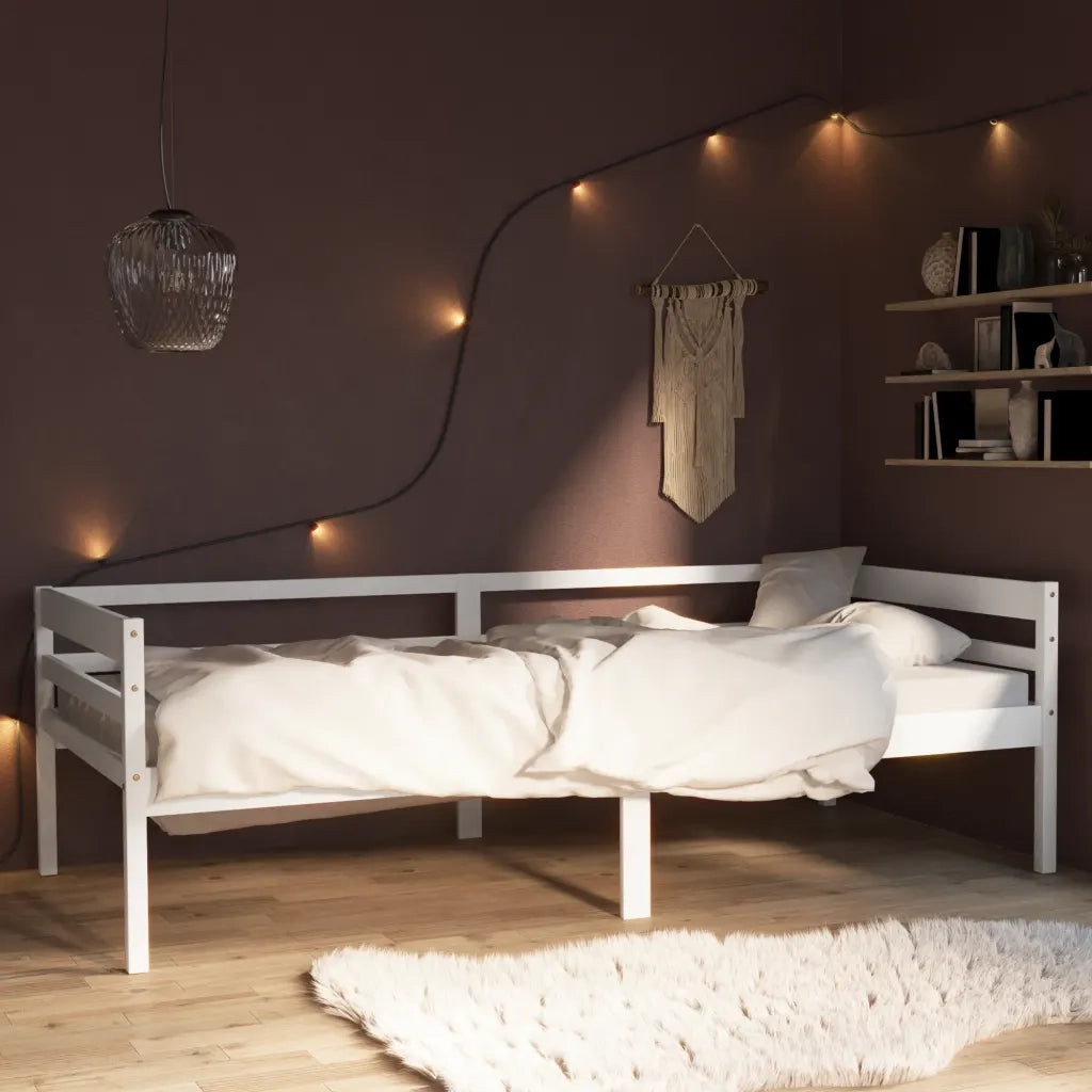 Letto singolo | Letto per adulti | Dormeuse Estraibile senza Materasso Bianca Legno Pino 90x200 cm