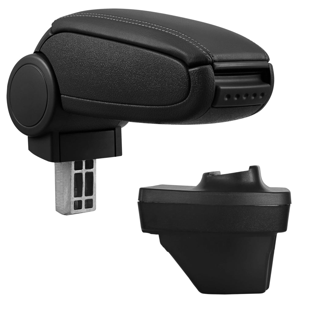 Bracciolo Centrale con Vano Portaoggetti per Auto - Renault Clio V / Clio 5 (2019) Rivestimento in Similpelle Nero con Cucitura Nera [pro.tec]