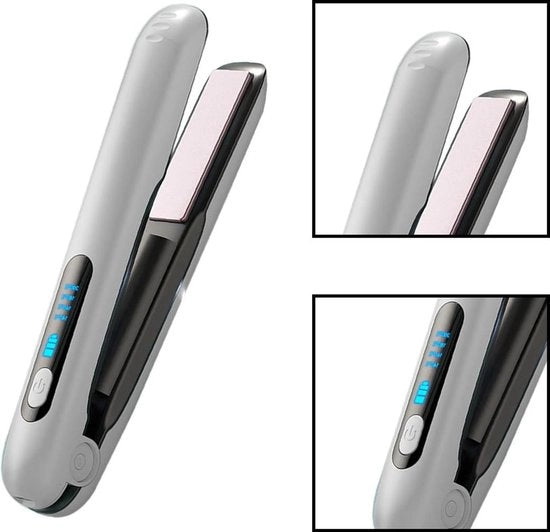Stilo e krultang 2 in 1 con rivestimento ceramico, batteria 5000mAh, stilo portatile mini, regolazione di temperatura 140-200°C.