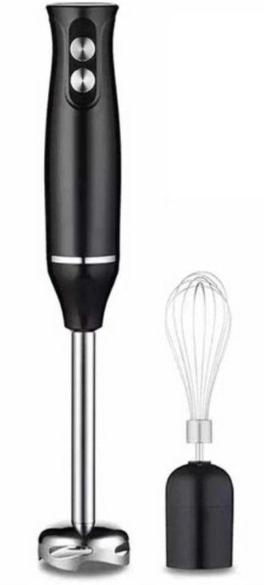 Impastatrice 4 in 1 - Set di Impastatrici - Impastatrice a Mano - Frullatore - Molitore di Verdure e Carne - In Acciaio Inossidabile - Multifunzionale - Compreso Accessori - 500 W - Nero - 6 x 6 x 36 cm.