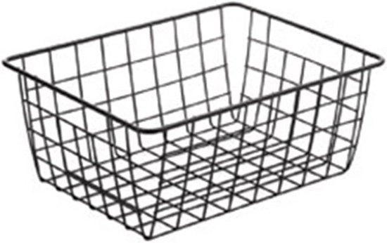 Mandino Metallico - Contenitore di Deposito per Bagno, Cucina e Camera - Scaffale a Filo Nero