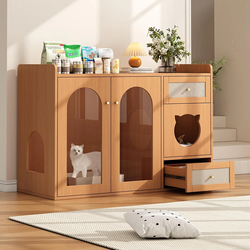 Casa gatti+lettiera - Xylo - 120x45x83cm noyer multifunzione