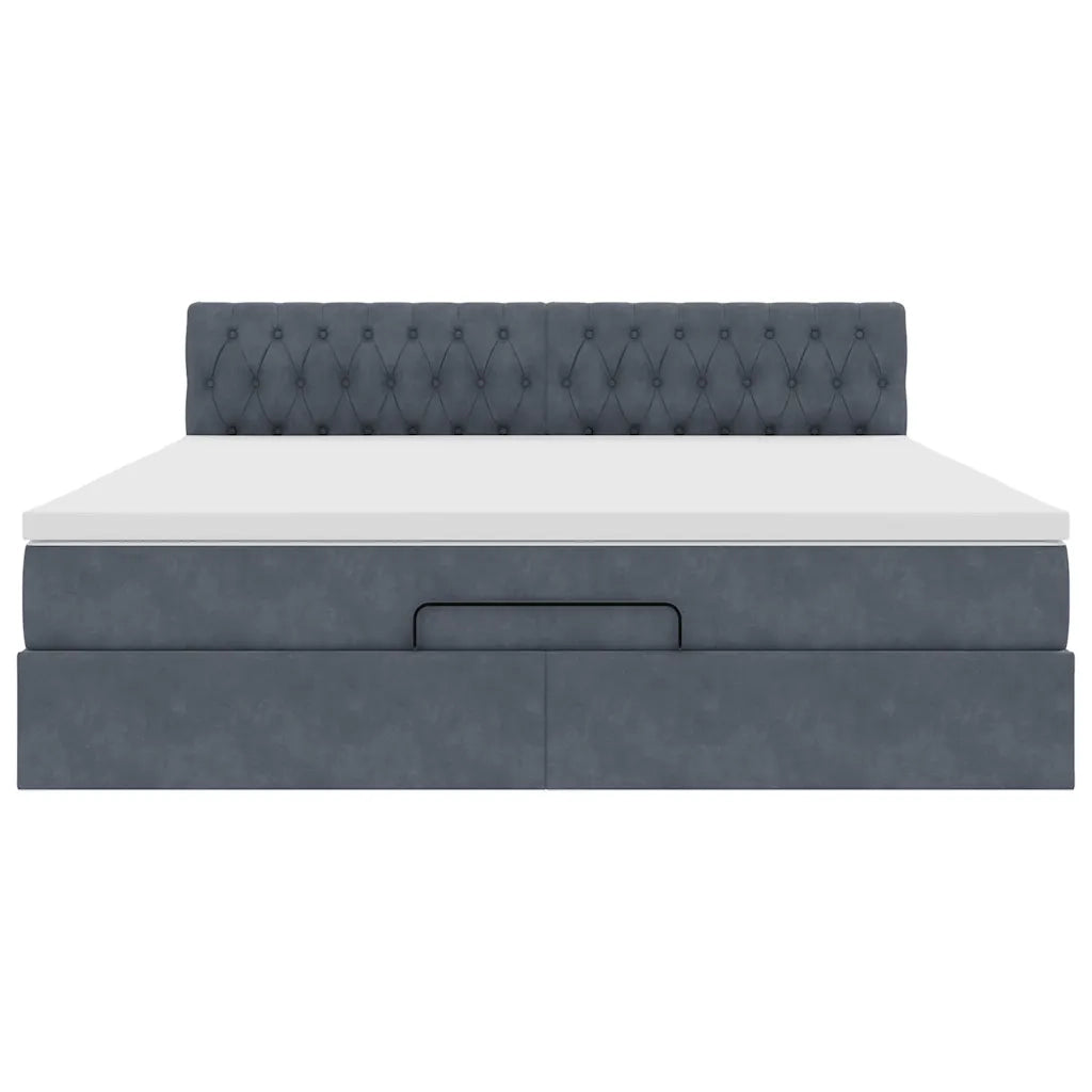 Struttura Letto Pouf con Materasso 180x200 cm in Velluto 3311862
