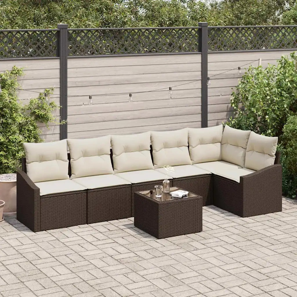 Set di divani con cuscino 7 pcs Marrone polyrattan 3346748