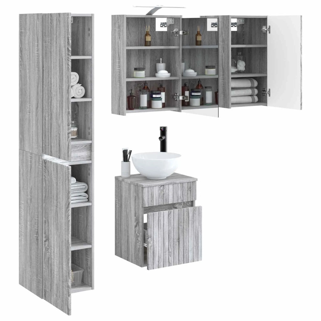 Set di Armadi da Bagno 5 pcs Sonoma grigio 43 x 16 x 62,5 cm 3407348