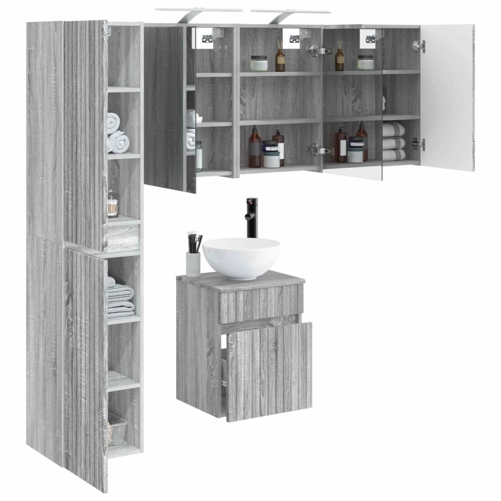 Set di Armadi da Bagno 5 pcs Sonoma grigio 43 x 16 x 62,5 cm 3407348