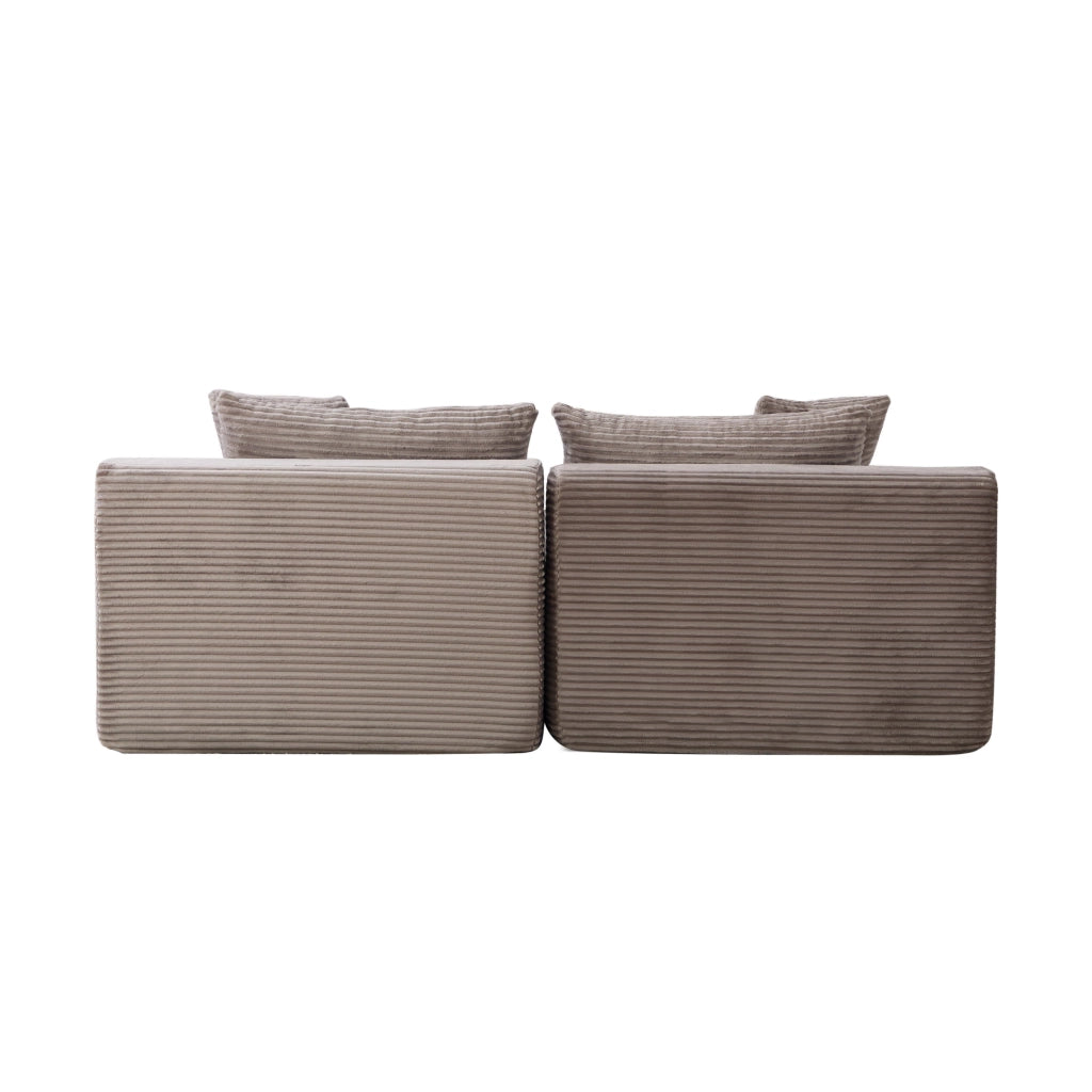 Divano con chaise longue e cuscino in ciniglia grigio
