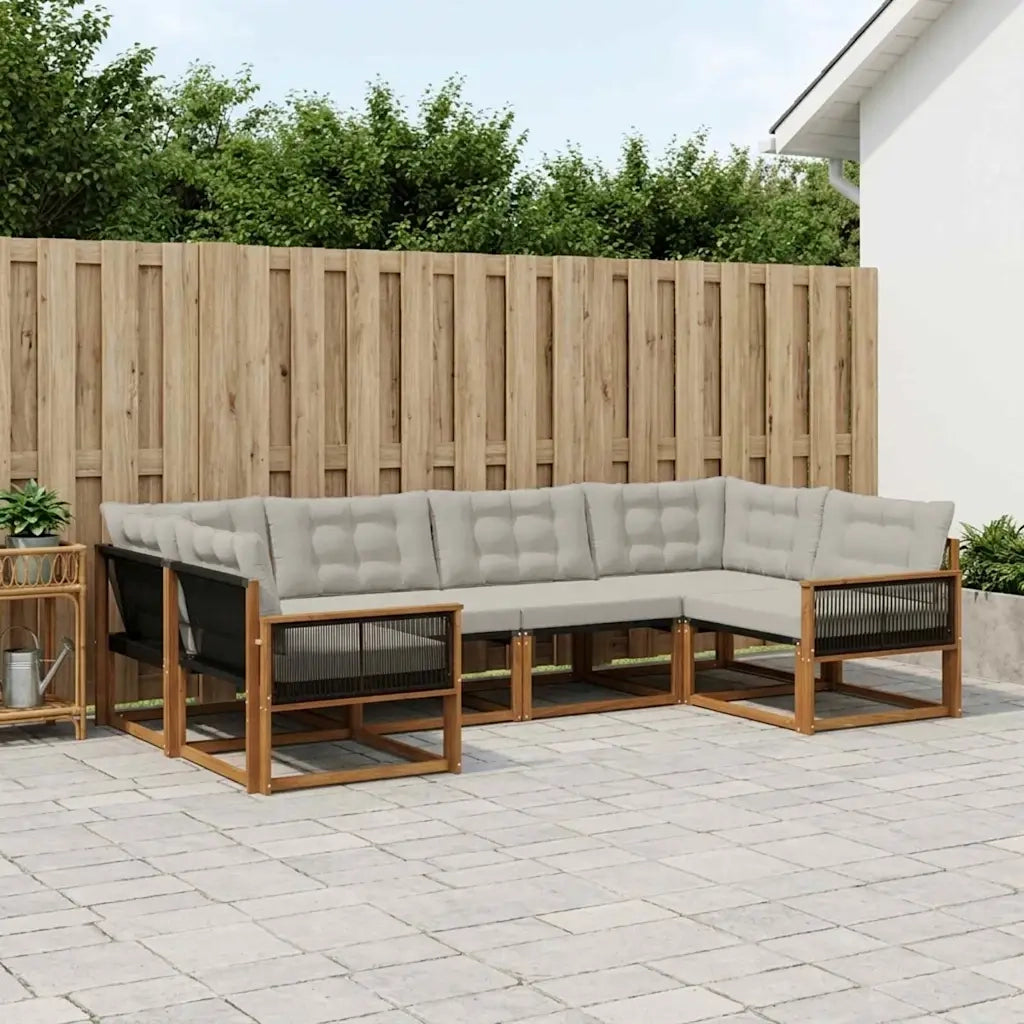 Set di divani da esterno 6 pcs Naturale e Grigio Chiaro 3381647