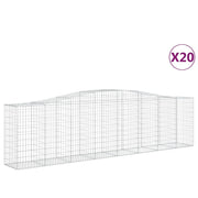 Cestini gabbioni recinzione a gabbia muro di contenimento ad arco 20 pezzi 400 x 50 x 100/120 cm ferro zincato argento 02_0040643