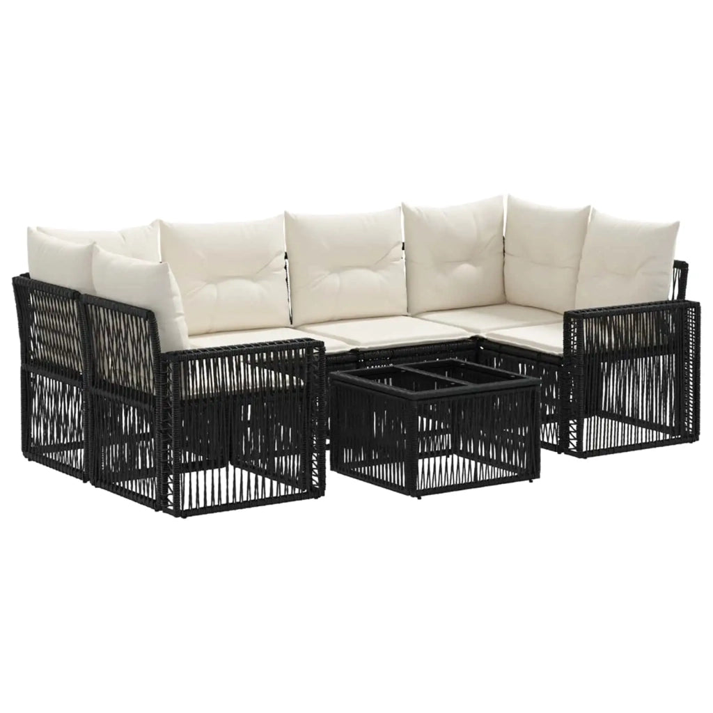 Set Divano da Giardino 7 pz Nero polyrattan 3435058