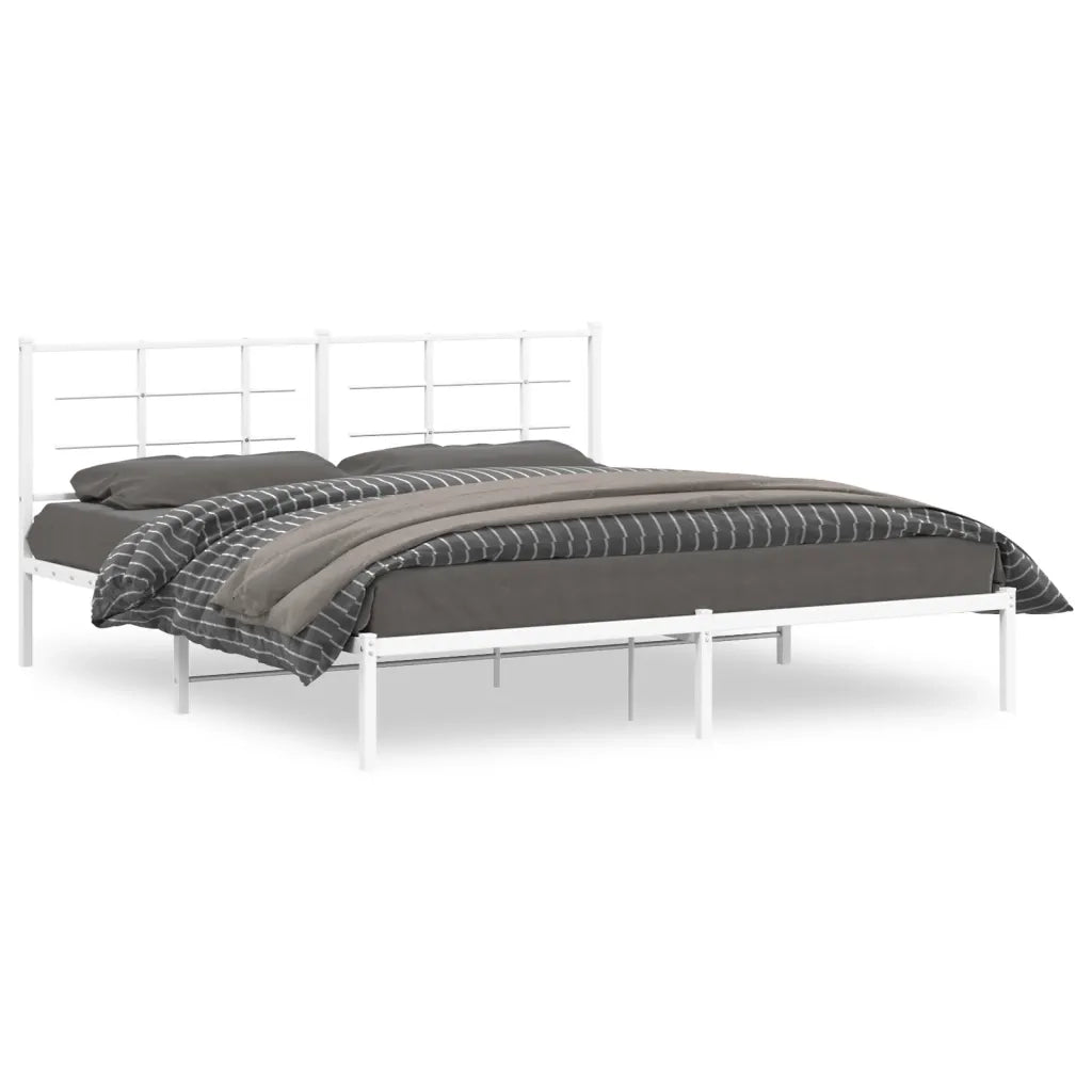 Giroletto con Testiera-Struttura letto con testiera Metallo Bianco 183x213 cm 474368