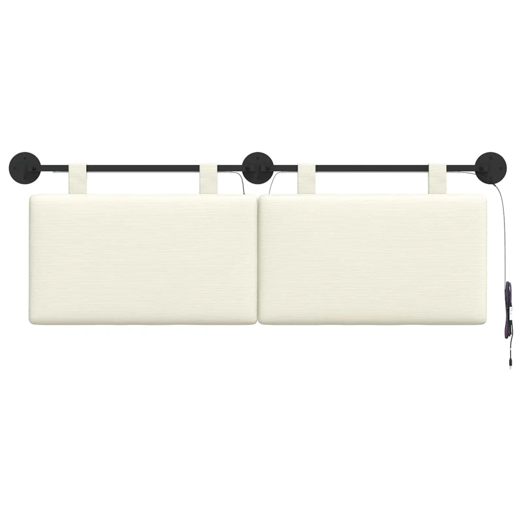 Testiera sospesa Con luce LED Crema Tessuto in Cords 3424310