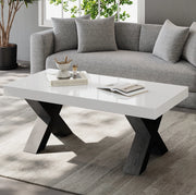 Tavolino da caffè moderno in MDF bianco e nero 100x50x40 cm