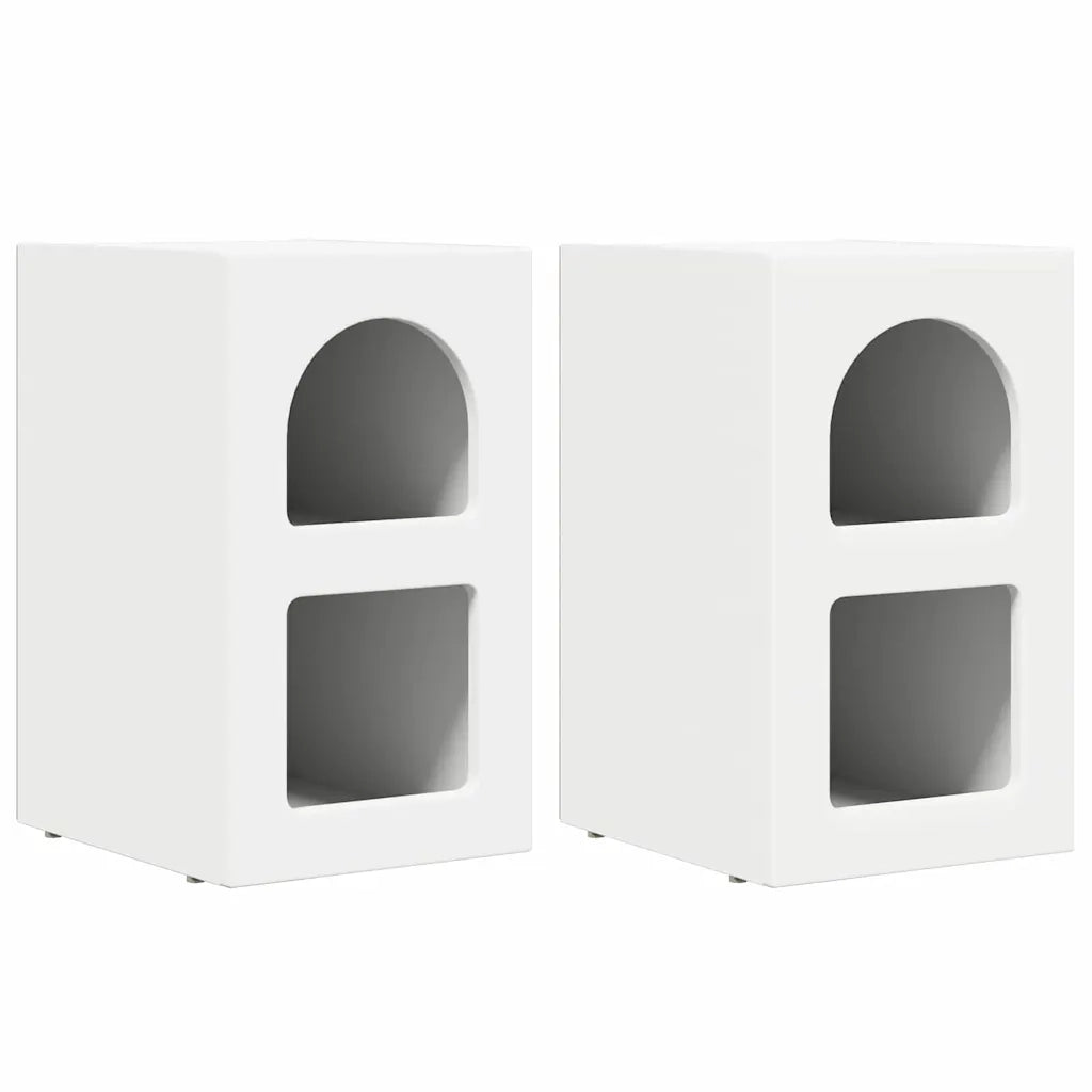 Comodino 2 pz-Set di 2 Tavolino da notte Bianco 29.5 x 35 x 50 cm Legno multistrato