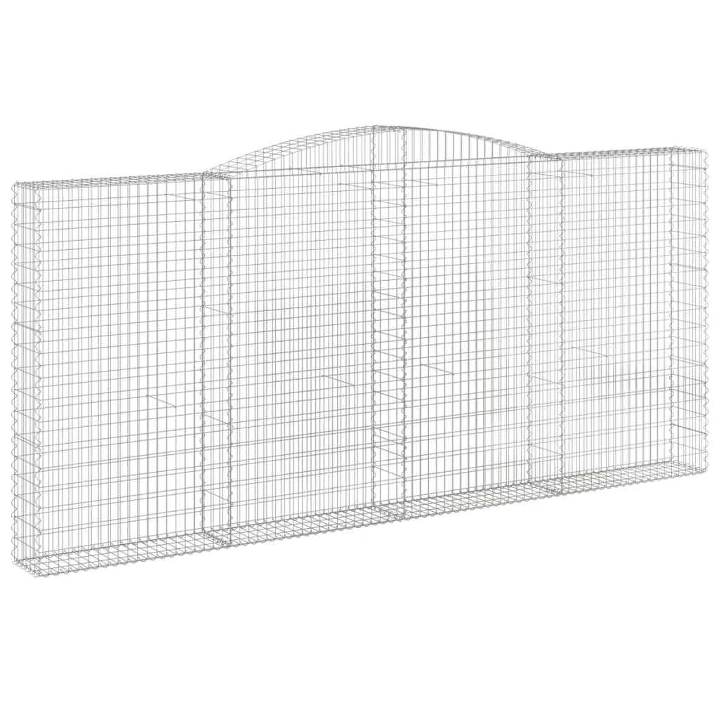 Gabbione recinto a gabbia muro di contenimento ad arco 400 x 30 x 180/200 cm ferro zincato argento 02_0040075