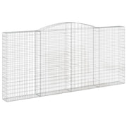 Gabbione recinto a gabbia muro di contenimento ad arco 400 x 30 x 180/200 cm ferro zincato argento 02_0040075