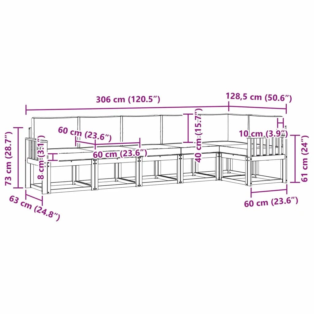 Set di divani da esterno 6 pz Bianco e Antracite Poliestere 3387696