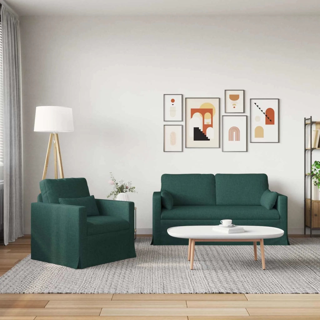 Set di divani 2 pcs Verde Scuro 158 x 78 x 80 cm Tessuto